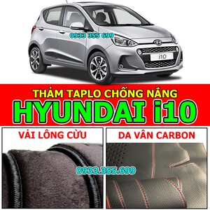 Thảm Taplo chống nắng cho xe HYUNDAI Grand i10 bằng Nhung lông Cừu, Da vân Carbon, Da vân Gỗ