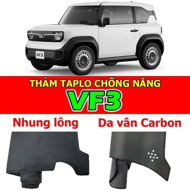 Thảm Taplo VINFAST VF3 bằng Nhung lông, Da vân Carbon, Da vân Gỗ 2024 2025 2026 2027 2028+