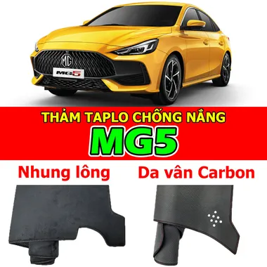 Thảm taplo chống nắng cho xe MG 5 Nhung lông, Da vân Carbon, Da vân Gỗ